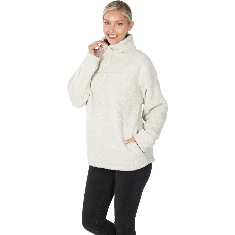 NWT White Sherpa Fleece Pullover